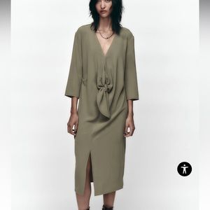ZARA KNOTTED FLUID DRESS SIZE L